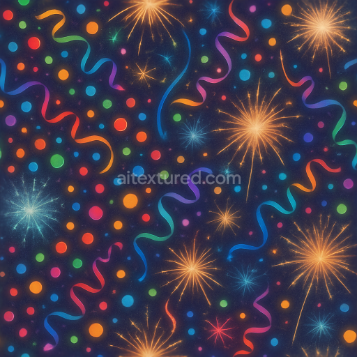 Seamless 3d texture pbr 8k confetti dots colorful streamers festive sparkle