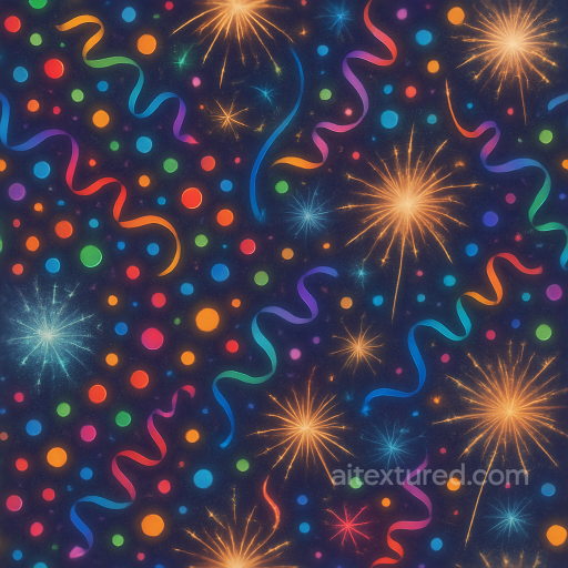 Confetti Dots Colorful Streamers Festive Sparkle seamless New Year PBR texture