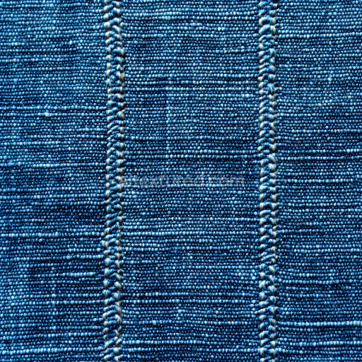 Seamless 3D PBR Denim Fabric Texture with Vertical Stitched Seams in Blue