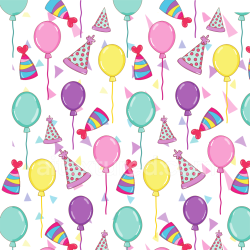 seamless Seamless 3D PBR Texture of Colorful Birthday Balloons and Party Hats Pattern texture 8k free download PBR