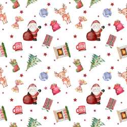 Pattern Bundle - Seamless 3D Pattern PBR Texture Featuring Watercolor Christmas Motifs on White texture preview