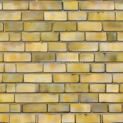 Seamless 3D Cracked Yellow Brick Wall PBR Texture with Subtle Weathering