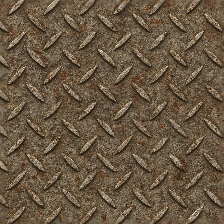 Tactile Plate With Raised Pattern On Corroded Metal Surface seamless PBR texture preview
