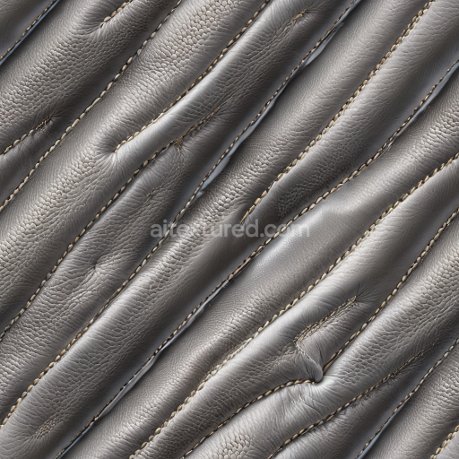 Seamless 3D PBR Texture of Padded Gray Pebbled Leather with Stitching