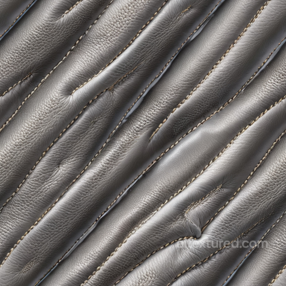 Padded Gray Pebbled Leather Seamless Texture with Stitching Leather texture preview