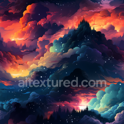 seamless Seamless 3D Space PBR Texture Featuring Dramatic Cosmic Nebula Clouds and Starry Silhouettes texture 8k free download PBR