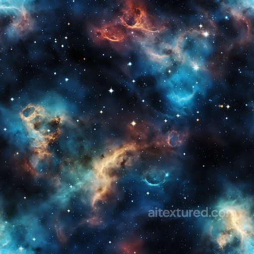Space PBR Texture with Vivid Nebula Clouds and Dense Starfield seamless Star, space, planets PBR texture