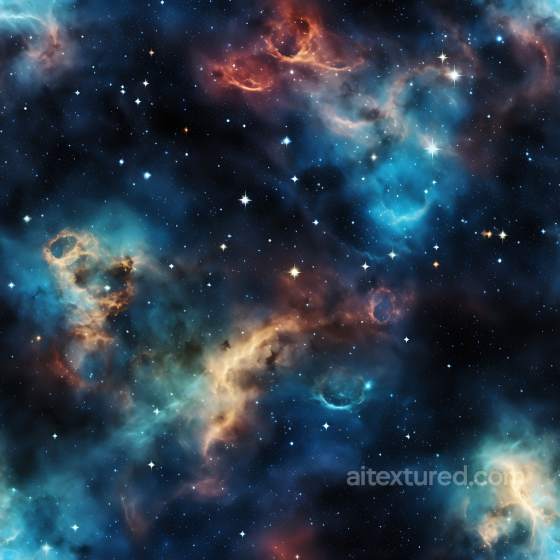 Space PBR Texture with Vivid Nebula Clouds and Dense Starfield Star, space, planets texture preview