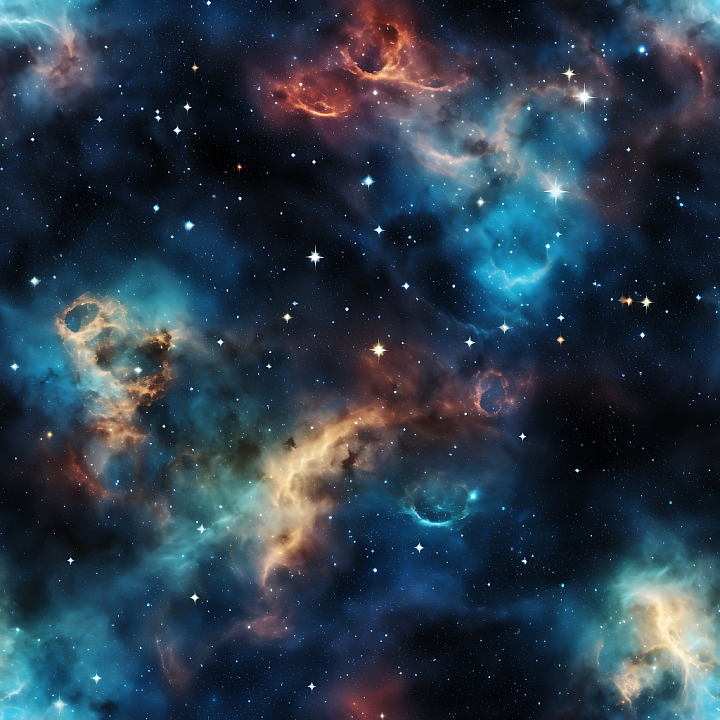 Space with Vivid Nebula Clouds and Dense Starfield seamless PBR texture preview