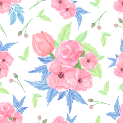 seamless Seamless 3D PBR Pink Flower Watercolor Fabric Texture with Soft Floral Design texture 8k free download PBR