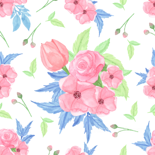 Pink Flower Watercolor Fabric Texture with Soft Floral Design seamless Pink Flower PBR texture