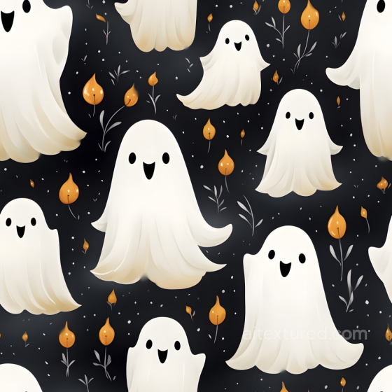 Featuring Whimsical Cartoon Ghosts on Dark Background Watercolor Halloween texture preview