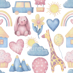 seamless Seamless 3D PBR Fabric Texture with Soft Baby Boy Theme Pattern texture 8k free download PBR