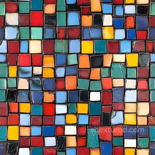 Cracked Mosaic Tile PBR Texture with Vibrant Multicolor Chips seamless Brick PBR texture