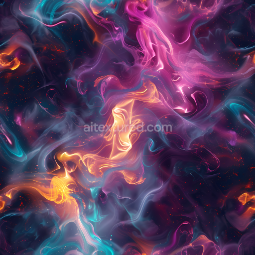 Seamless 3D Space PBR Texture Featuring Vibrant Nebula Clouds and Cosmic Glow