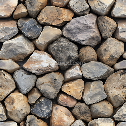 Seamless 3D Natural Stone Cobblestone Ground PBR Texture with Weathered Surface and Earth Tones