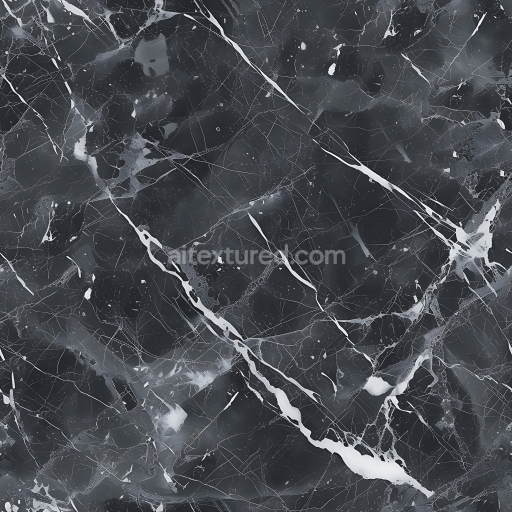 Seamless 3D Dark Charcoal Gray Marble PBR Texture with Bold White Veins