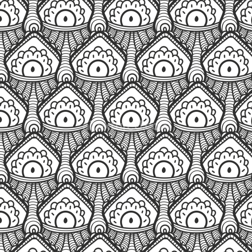 Seamless 3D PBR Black and White Ethnic Style Pattern Texture