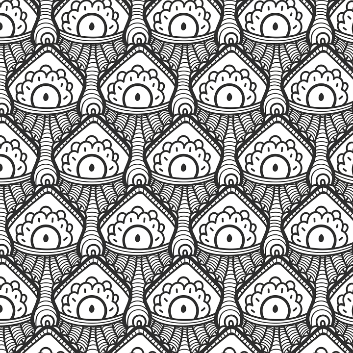 Black and White Ethnic Style Pattern seamless PBR texture preview