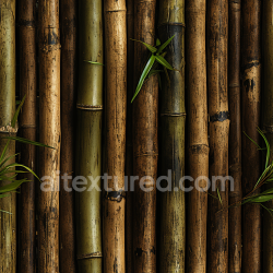 seamless Seamless 3D PBR Texture of Vertical Bamboo Stalks with Natural Weathered Patina texture 8k free download PBR