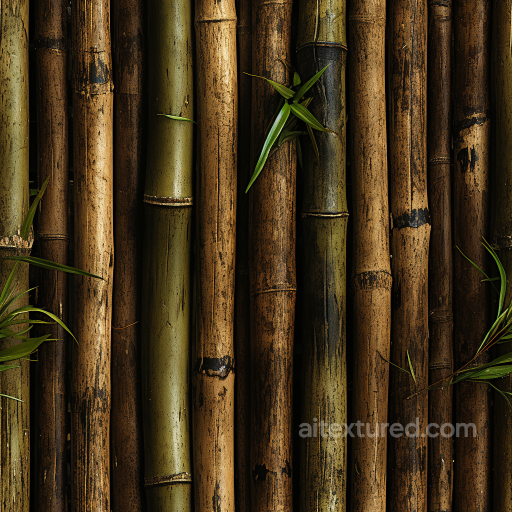 Vertical Bamboo Stalks Seamless Texture with Natural Weathered Patina seamless Bamboo PBR texture