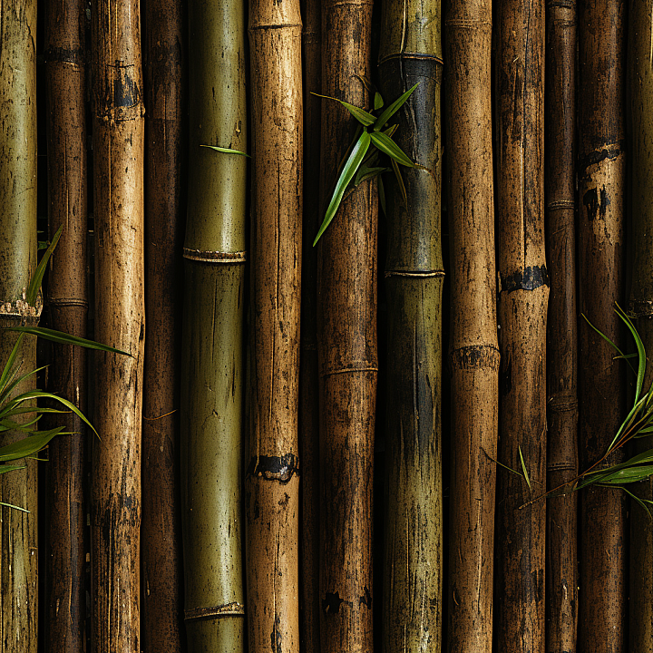 Vertical Bamboo Stalks with Natural Weathered Patina seamless PBR texture preview