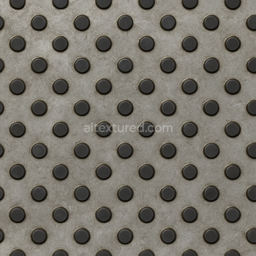 Preview — Seamless 3d texture pbr 8k tactile plate with raised discs on black dot patterned metal