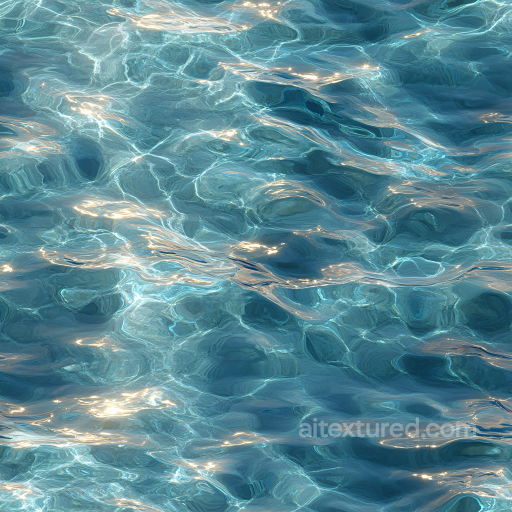 Clear Natural Pool Water Seamless Texture with Detailed Light Caustics and Subtle Waves seamless Water PBR texture