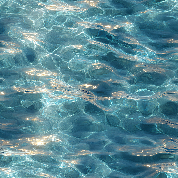 Clear Natural Pool Water with Detailed Light Caustics and Subtle Waves seamless PBR texture preview