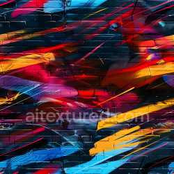seamless Seamless 3D PBR Graffiti Texture Featuring Bold Color Streaks on Dark Brick texture 8k free download PBR
