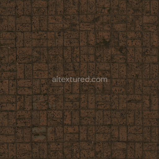 Brick Villa Floor — Rough Brick Bricks Pattern Patterned Floor — PBR seamless 3D texture