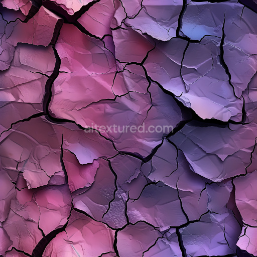 Seamless 3D PBR Cracked Dry Earth Texture with Purple and Pink Gradient