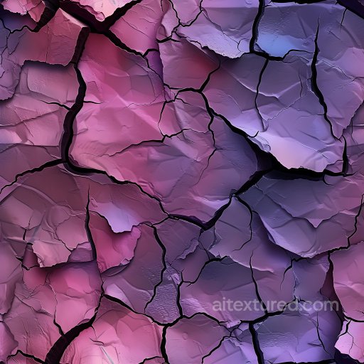 Cracked Dry Earth Texture with Purple and Pink Gradient seamless Cracked & Holes PBR texture
