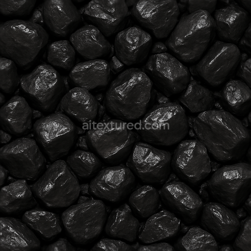 Seamless 3d texture pbr 8k coal nuggets surface shiny reflective black color