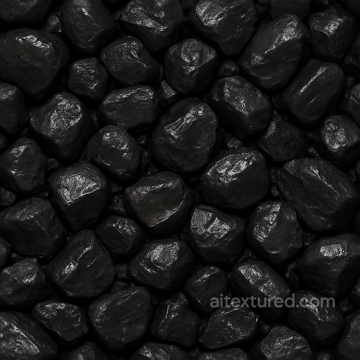 Coal Nuggets Surface Shiny Reflective Black Color seamless Coal PBR texture