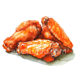 seamless Buffalo Chicken Wings Breakfast Illustration with Spicy Orange Glaze texture 8k free download PBR