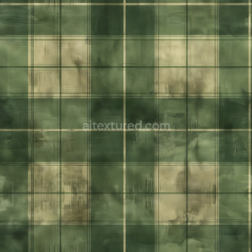 Seamless 3D Painted Green Plaid Metal PBR Texture with Subtle Grunge