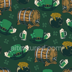 seamless Seamless 3D PBR St Patrick digital paper texture with barrels, hats, and shamrocks texture 8k free download PBR