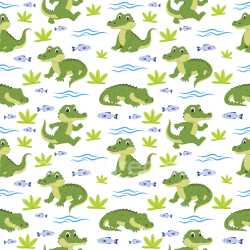 Pattern Bundle - Seamless 3D Pattern PBR Texture Featuring Cute Cartoon Crocodiles and Natural Motifs texture preview