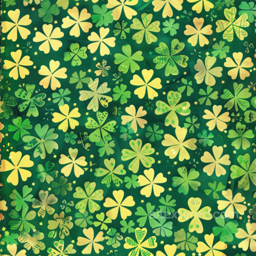 Fabric Texture Featuring Stylized Green and Yellow Shamrock Pattern seamless St patrick digital paper bundle PBR texture