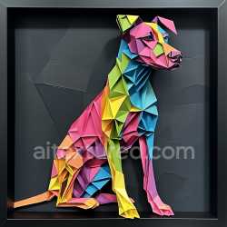seamless Seamless 3D PBR Texture Featuring Colorful Origami-Style Dobermann Dog texture 8k free download PBR
