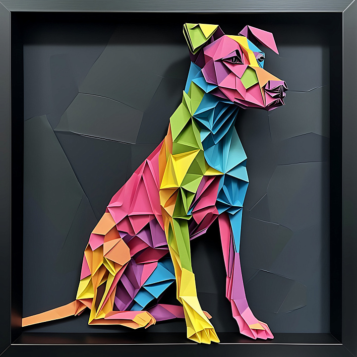 Featuring Colorful Origami-Style Dobermann Dog seamless PBR texture preview