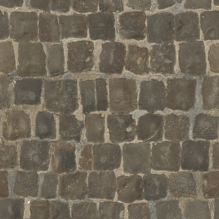 Cobblestone Floor - Cobblestone Plastered Cracked Smooth Pavement Floor… seamless PBR texture preview
