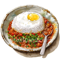 seamless Breakfast Bhutanese Ema Datshi with Red Rice, Fried Egg, and Chilli texture 8k free download PBR