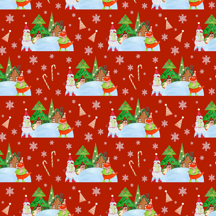 with Festive Cartoon Snowmen and Holiday Motifs seamless PBR texture preview