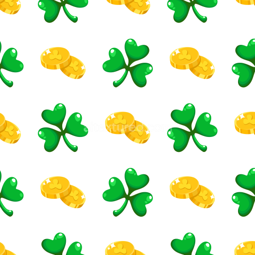 Preview — Seamless 3D PBR Texture with Green Shamrocks and Gold Coins Pattern