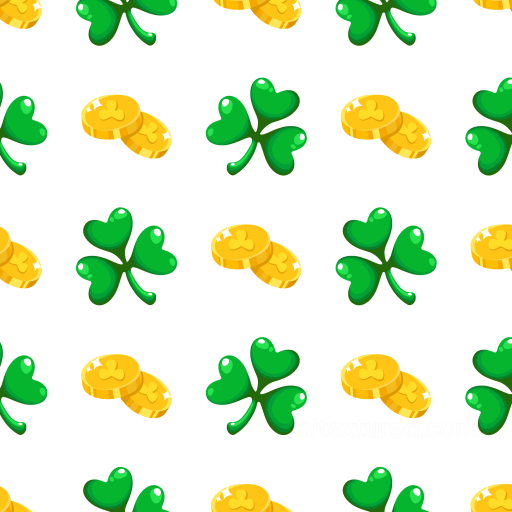 with Green Shamrocks and Gold Coins Pattern seamless St patrick digital paper bundle PBR texture