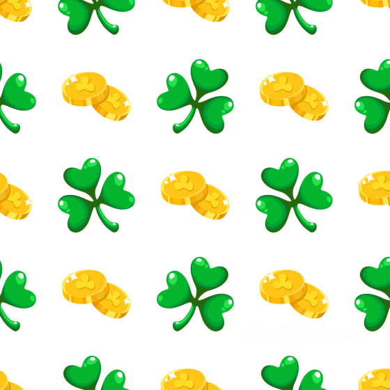 with Green Shamrocks and Gold Coins Pattern St patrick digital paper bundle texture preview