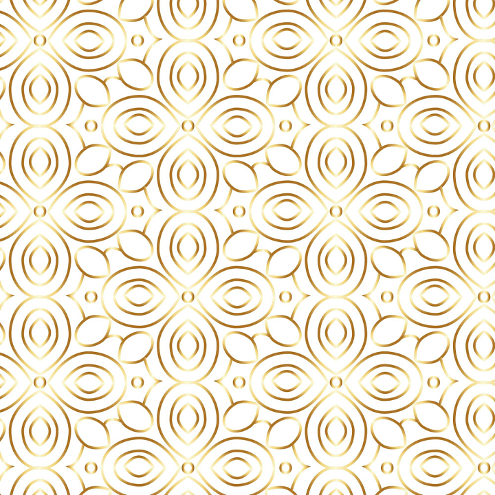 with Elegant White and Gold Floral Motif Pattern seamless PBR texture preview