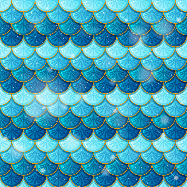 Glossy Blue Mermaid Scale Pattern seamless PBR texture preview